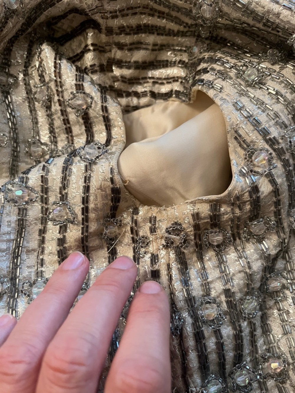Rare Vintage 40-50’s embellished beaded crop top with faux diamond crystals.S - Picture 13 of 13